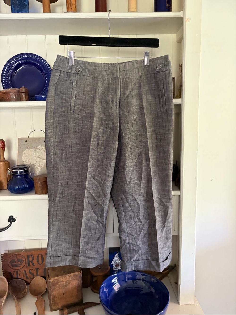 Gray Cropped cotton Blend capris pants